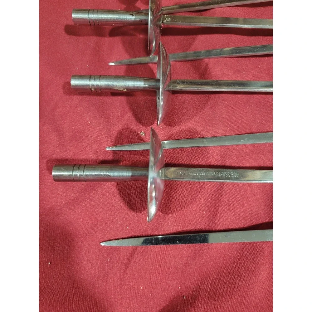 Vintage Japanese Set 8 Sword Kebab Kabob Skewers Wooden Stand Tokyo Japan